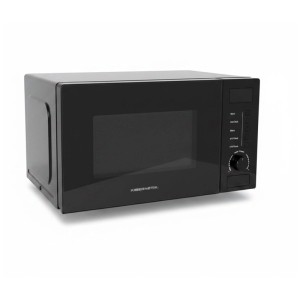 Micro-ondes Kibernetik noir 700 W, capacité 20 l, avec bouton rotatif et porte vitrée. Appareil de cuisine compact.