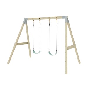 Altalena PolarPlay Night Butterfly verde menta: altalena in legno con due sedili per bambini.
