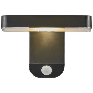 Schwarze Nordlux LED Solar Wandleuchte Rica Square mit Bewegungsmelder, 12x18cm.