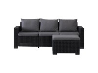 Keter Loungesofa Moorea 3-Sitzer Rattanoptik Graphit 72 x 198 x 68 cm
