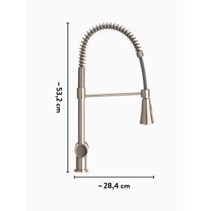 Miscelatore monocomando baliv KI-1172 effetto acciaio inox con tubo flessibile.