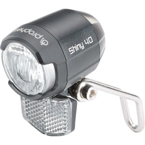 Phare LED Prophete 50 Lux pour vélos électriques avec réflecteur et support en acier inoxydable.