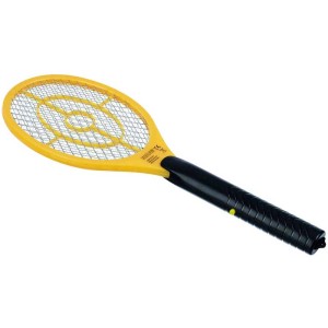 Racchetta elettrica per mosche (44 cm) con telaio giallo e manico nero.