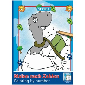 Libro da colorare con animali da colorare con i numeri, adesivi inclusi.