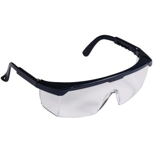 Lunettes de protection LUX Panorama bleues, protection oculaire avec verre transparent anti-rayures et branches réglables.