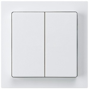 Plaque frontale blanche Hager Kallysto pour double interrupteur/bouton-poussoir pour montage en saillie.