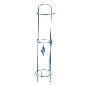 Porta carta igienica MSV freestanding in cromo, con porta rotolo e riserva. Pratico ed elegante.