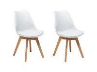 Beliani Chaise de salle à manger Dakota II similicuir Blanc 2 pcs