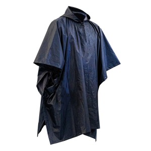 Poncho antipioggia blu per giardino e outdoor con cappuccio e zip.