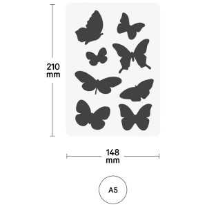 I Am Creative stencil A5 con vari disegni di farfalle per bambini.