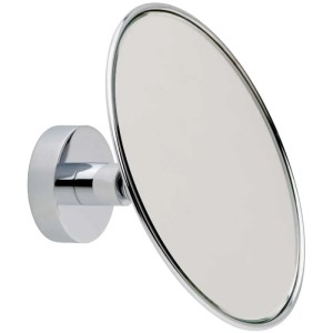 Specchio cosmetico Tesa con snodo sferico, cromato, per montaggio a parete. Specchio ingranditore per bagno.