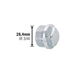 Tappo filettato in ottone cromato 26,4 mm (R 3/4) per raccordi filettati.