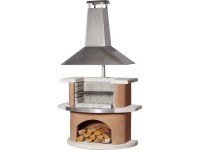 Buschbeck Grillkamin Kampen Beton Terrakotta-Weiss mit Edelstahlhaube