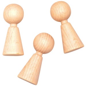 Figure a cono in legno, 3 pezzi, colore naturale, per bricolage e pittura.