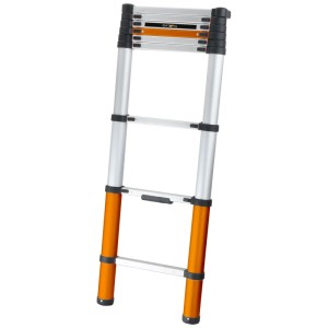 Scala telescopica Batavia Premium, 9 gradini, alluminio, piegata in modo compatto.