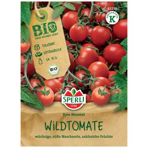 Sperli Semences bio de tomate sauvage Rote Murmel pour env. 9 plantes. Mini tomates rouges et sucrées.