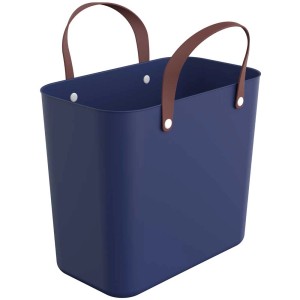 Rotho Multibag Albula Style in Iris Blue, 25 l, con manici marroni.