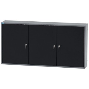 Armadio pensile Küpper, modello 70090, nero-grigio chiaro, con 3 ante e pannello posteriore forato.