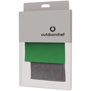 Outdoorchef Reinigungstücher-Set Anthrazit mit BBQ-Pad und Mikrofaser-Vliestuch im Karton.
