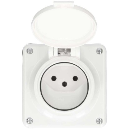 Electro-Mica Aufputz-Steckdose Typ13 mit IP55 Weiss Gr. 1 x 1