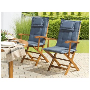Set di 2 cuscini per sedie da giardino Beliani Maui blu (55x42x40 cm).