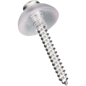 Vite in acciaio inox con rondella di tenuta per coperture in plastica, dettaglio.