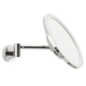 Specchio cosmetico Tesamit LED cromato per montaggio a parete, orientabile.