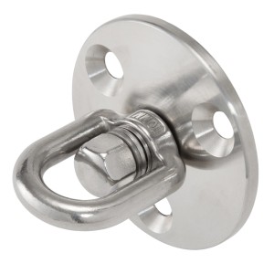 Plaque de plafond pivotante Conacord en acier inoxydable, 15x13x6,1cm, pour fixation sécurisée au plafond.