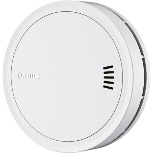 Détecteur de fumée Abus Prefira Slim blanc et rond. Design plat pour une protection incendie discrète.