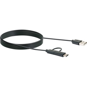 Cavo USB Schwaiger nero: USB-C e Micro-B a USB-A, 1m, per ricarica e sincronizzazione.
