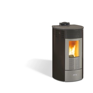 Poêle à pellets Ecofox 8 noir, rond, avec flamme visible. Poêles à pellets pour une chaleur agréable.