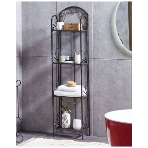 Beliani Scaffale bagno Valdivia, metallo nero antico, 4 ripiani per accessori e decorazioni.