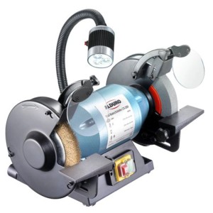 Smerigliatrice combinata Alduro con mola e spazzola, 175 mm, con luce LED.