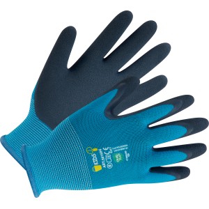 Guanti da giardinaggio blu LUX Ökotex per bambini, resistenti e confortevoli.