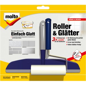 Molto Einfach Glatt Rouleau & Lisseur pour murs lisses, bleu/gris.