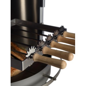 Insert de gril Buschbeck Auckland avec brochettes à chachlik en acier inoxydable et manches en bois.