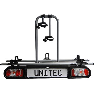 Porte-vélos sur attelage Unitec Alu Atlas Evolution, pliable pour 2 vélos.