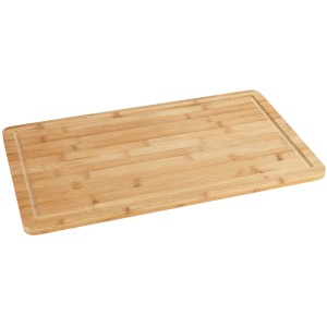 Copri piano cottura Wenko 3 in 1 in bambù, utilizzabile anche come tagliere con scanalatura.