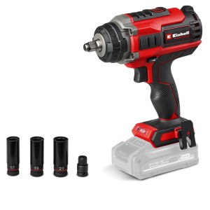 Avvitatore a impulsi a batteria Einhell Professional Impaxxo 18/450 Solo con set di bussole e adattatore per bit.