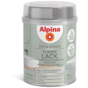 Dose Alpina Fliesenlack Bath & Kitchen Silver Leaf für Wand- und Bodenfliesen.