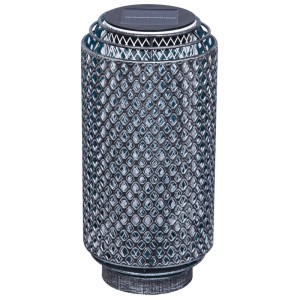 Schönenberger Lanterne solaire LED Alhena, lanterne en métal argent-bleu glacier avec panneau solaire, Ø 12 x 25 cm.