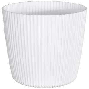 Vaso per piante bianco Geli Milly con design a coste, Ø 29.2 cm, altezza 25.8 cm.