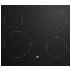 Plaque vitrocéramique Beko HIC 64401 noire avec 4 zones de cuisson et commandes tactiles. Design sans cadre.