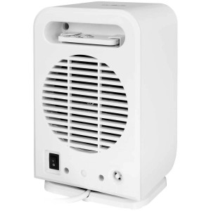 Termoventilatore PTC Emerio bianco con telecomando, 2000 W, per piccoli ambienti.