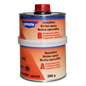 Presto Resina Epossidica Trasparente 500g, sistema a 2 componenti per riparazioni e rivestimenti.