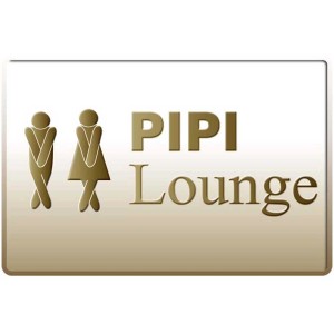 Carte postale en métal Pipi Lounge, 14,8x10,5 cm, panneau WC humoristique.