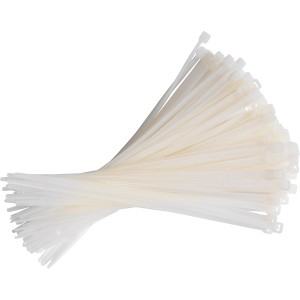 Colliers de serrage OBI blancs, 200x4,6 mm, 100 pièces, pour regrouper et fixer les câbles.