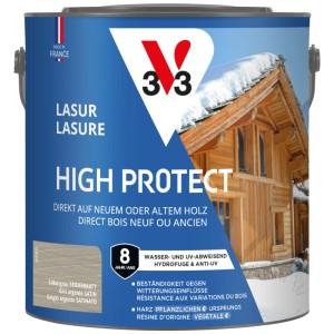 V33 Impregnante per legno High Protect, grigio argento, satinato, latta da 2,5 l. Protezione legno per esterni.