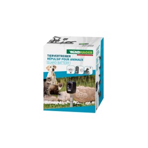 Dissuasore per animali da esterno Windhager, deterrente ultrasonico per cani per giardini fino a 40 m².
