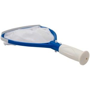 Écumoire bleu Colibri Spa avec filet blanc et manche pour le nettoyage du spa.
